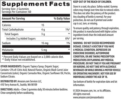 Melatonin 5mg, 120 Gummies (2 per Serving), Strawberry