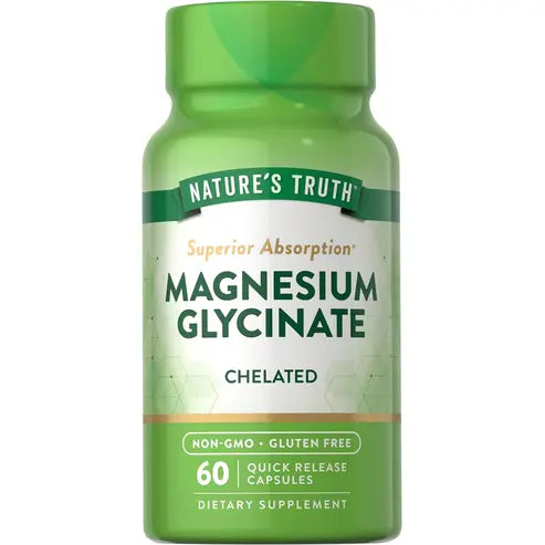 Nature's Truth Magnesium Glycinate Capsules | 200mg | 60 Count | Non-GMO, Gluten Free Supplement