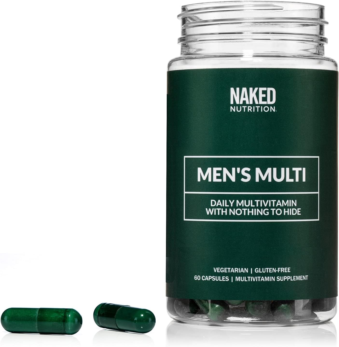 NAKED nutrition Multi – Daily Multivitamin for Men – A, C, E, Selenium, Zinc, Fruit and Super Green Extracts and More to Boost Immune Support – Gluten-Free and Vegetarian Daily Vitamins – 60 Capsules