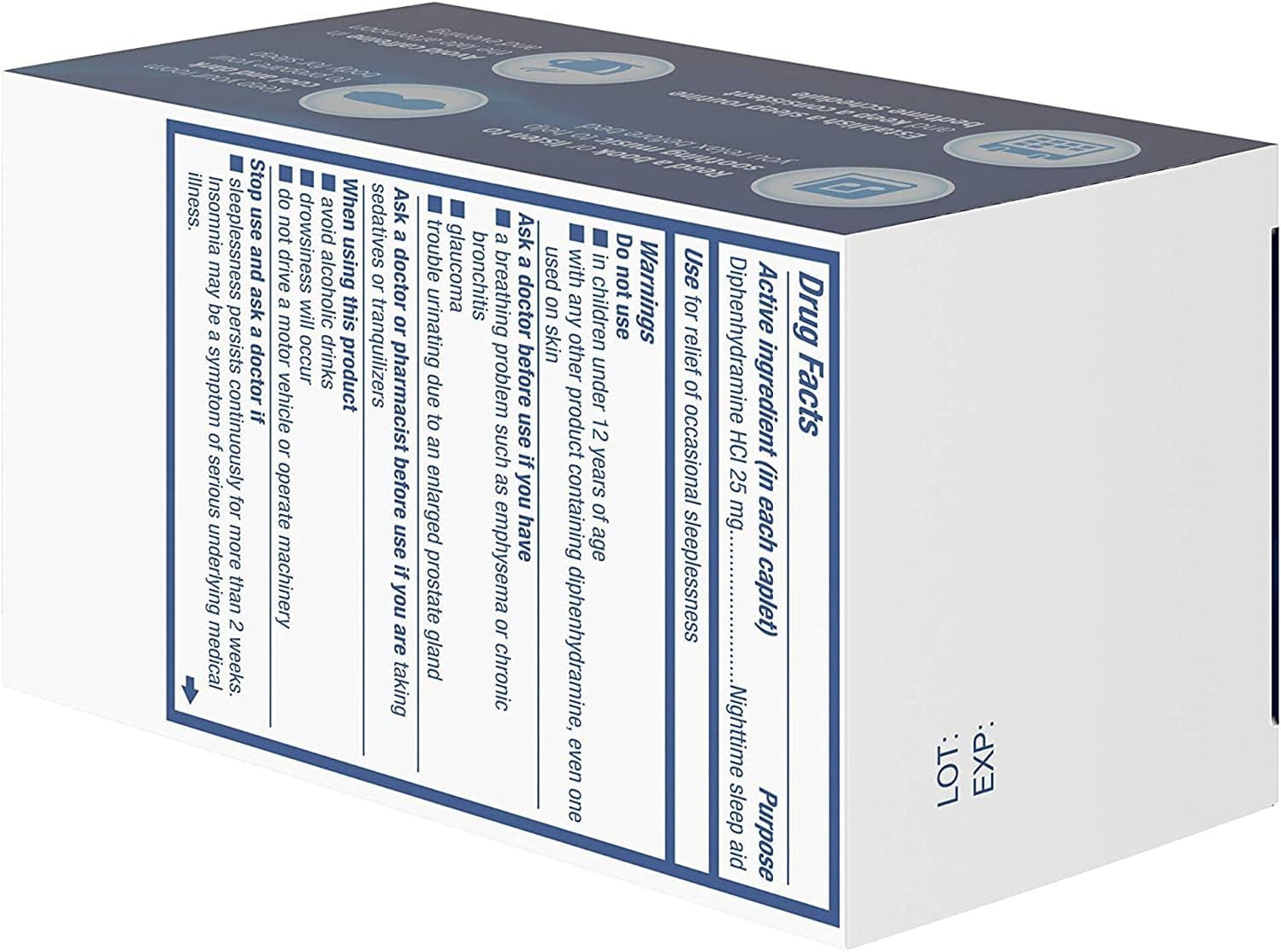 Tylenol Simply Sleep Nighttime Sleep Aid Caplets with 25 mg Diphenhydramine HCl, Non-Habit Forming, 100 ct