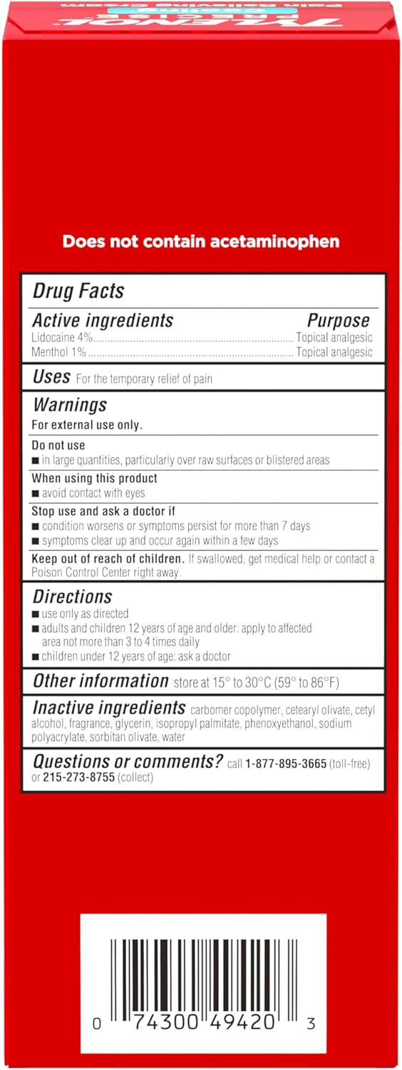 Tylenol Precise Cooling Pain Relieving Cream, Maximum Strength - 4 oz