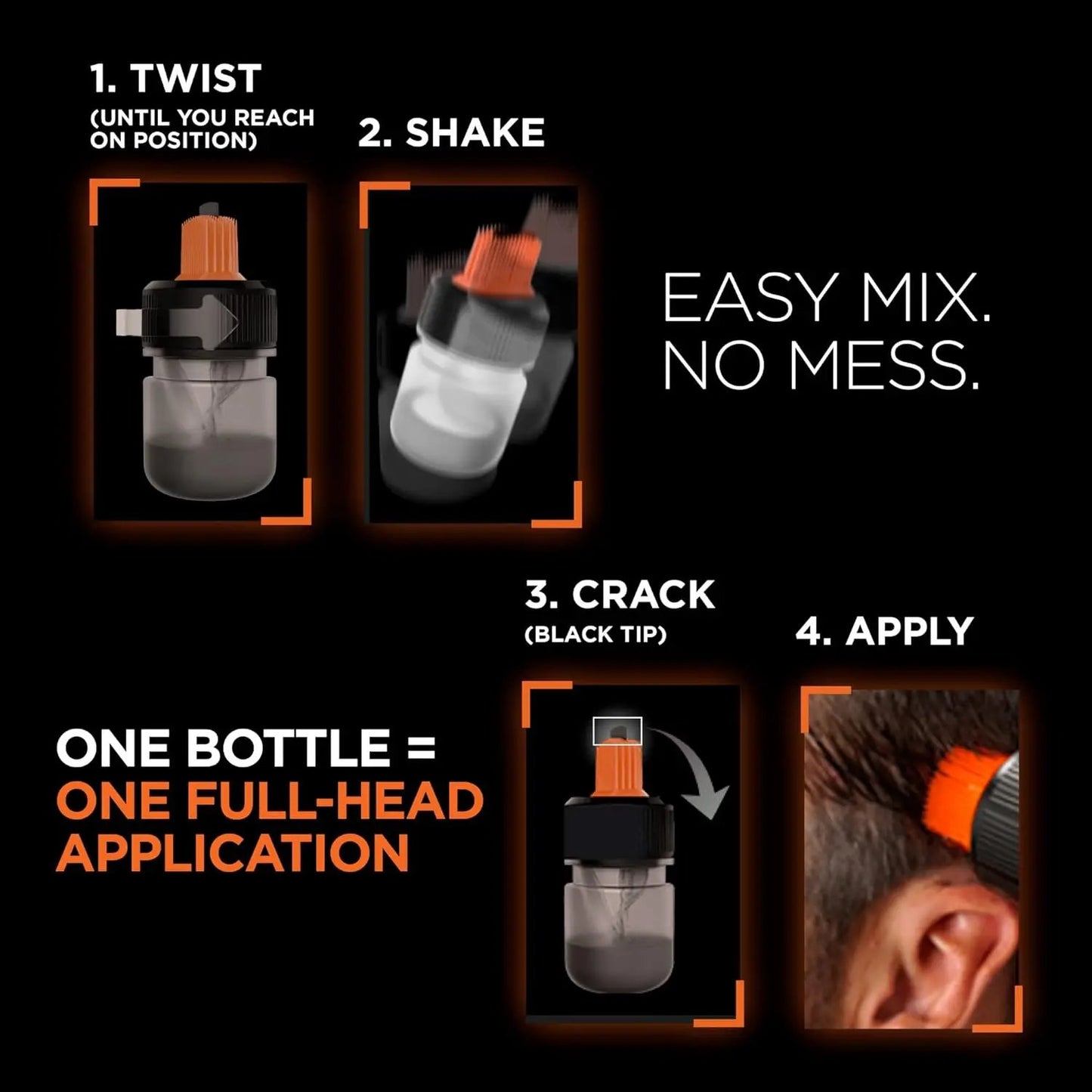 L'Oreal Paris: Men Expert One Twist Mess Free Permanent Hair Color, Mens Hair Dye to Cover Grays, Easy No Mix Ammonia Free Application, Jet Black 01, 1 Application Kit Vitamins Depots