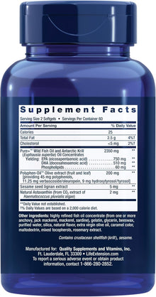 Life Extension Super Omega-3 (Fish Oil) Plus EPA/DHA With Sesame Lignans, Olive Extract, Krill and Astaxanthin (Packaging May Vary), Lemon, 120 Count Life Extension