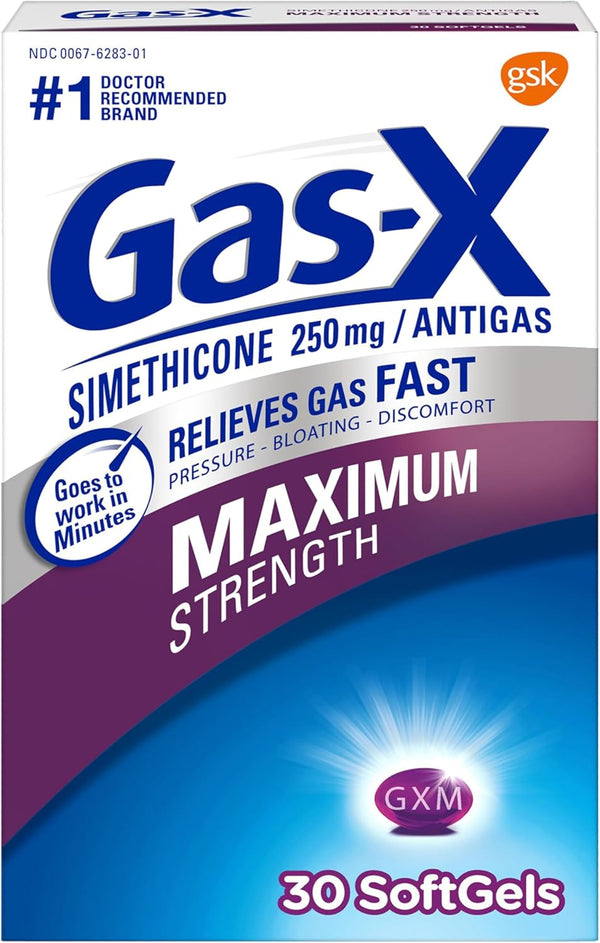 Gas-X Maximum Strength Gas Relief Softgels with Simethicone 250 mg - 30 Count Gas-X