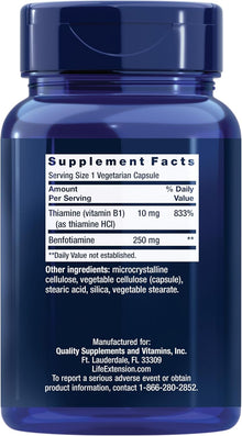 Life Extension Mega Benfotiamine, 250 mg - 120 Capsules Life Extension