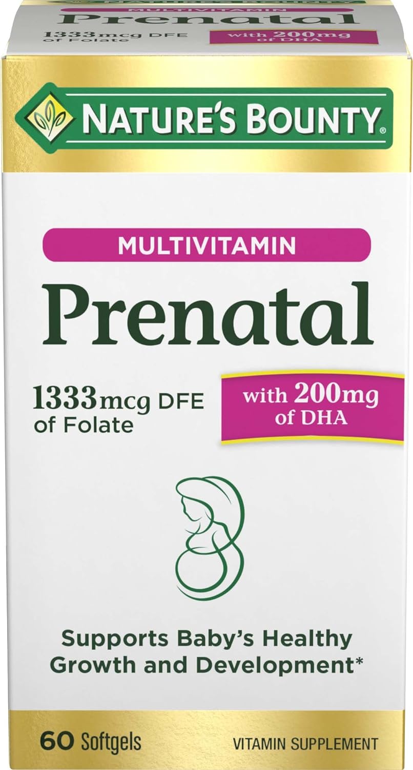 Nature's Bounty Prenatal Multivitamin, with 200mg DHA, 60 Softgels