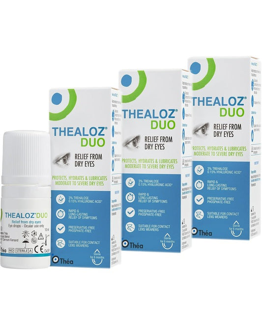 3 Pack Thealoz Duo 10 x 3 (30ml) - Dry Eye Drops - Eye Artificial Tears - Treatment for Dry Eyes
