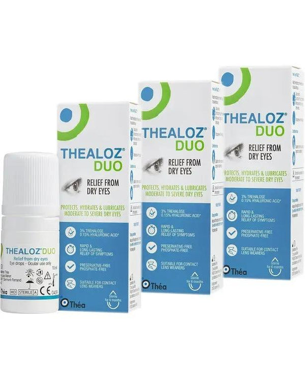 3 Pack Thealoz Duo 10 x 3 (30ml) - Dry Eye Drops - Eye Artificial Tears - Treatment for Dry Eyes Thealoz