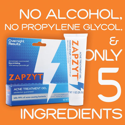 ZAPZYT Maximum Strength 10% Benzoyl Peroxide Acne Treatment Gel 1 oz
