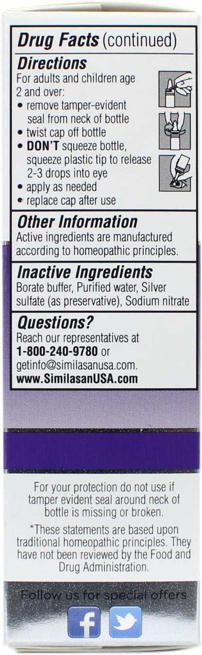 Similasan Eye Drops 0.33 Ounce Bottle, for Temporary Relief from Red Eyes, Itchy Eyes, Burning Eyes, and Watery Eyes