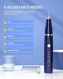 Plaque Remover for Teeth, Tartar Remover for Teeth with 5 Adjustable Modes & 2 Replaceable Heads, Electric Teeth Cleaner Kit with Dental Tools & Tongue Cleaner, Dental Calculus Remover with LED Light Mitakis