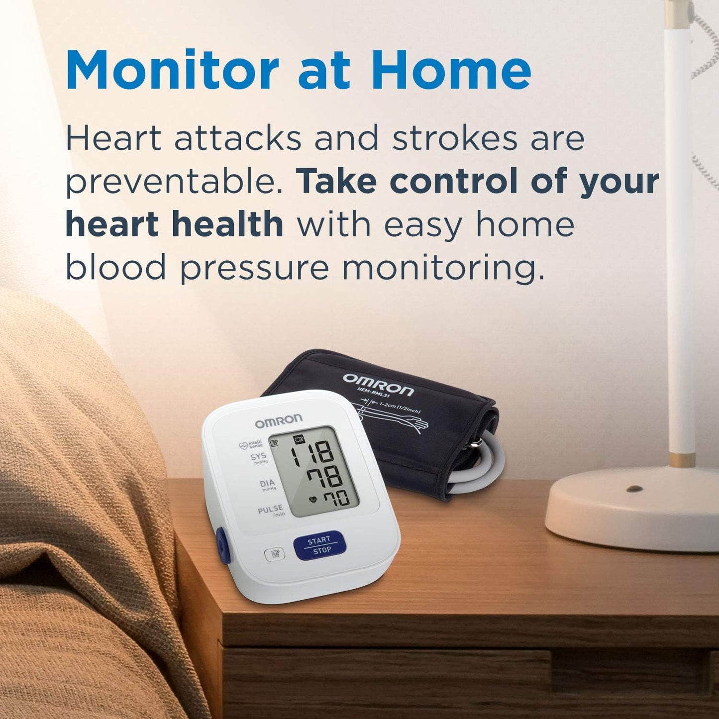 OMRON Blood Pressure Monitor, Upper Arm Cuff, Digital Blood Pressure Machine, Stores Up To 14 Readings