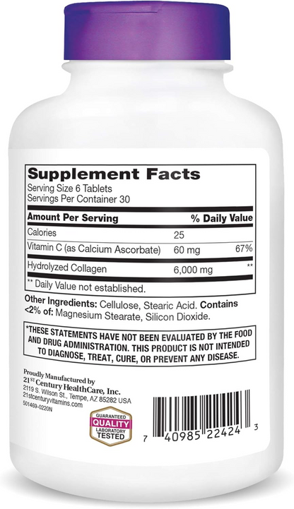 21st Century Super Collagen Plus Vitamin C Tablets, 180 Count