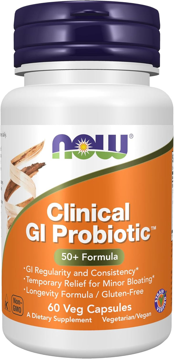 NOW Foods Supplements, Clinical GI Probiotic™, 50+ Formula, 60 Veg Capsules now