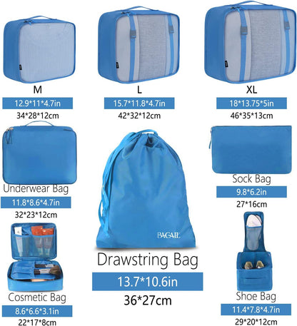 BAGAIL 8 Set Packing Cubes Luggage Packing Organizers for Travel Accessories