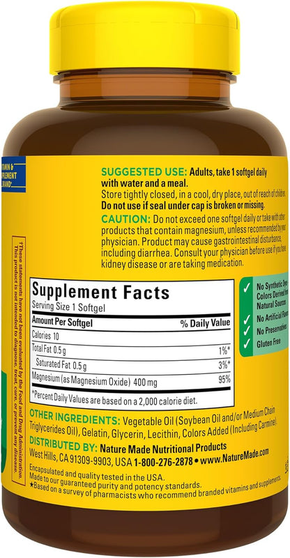 Nature Made Magnesium Oxide 400mg, 150 Softgels