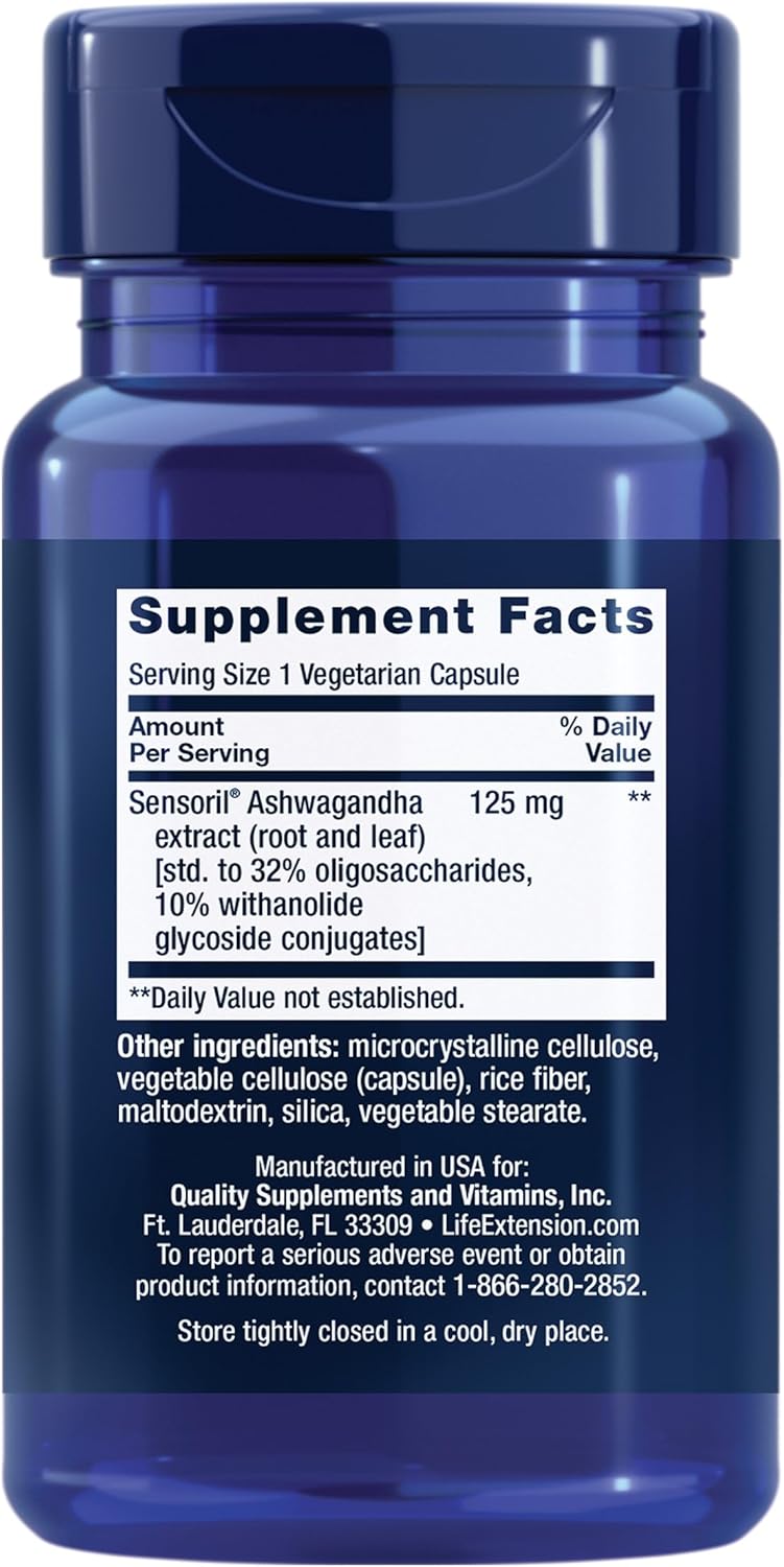 Life Extension, Optimized Ashwagandha, 125 mg,  60 Vegetarian Capsules