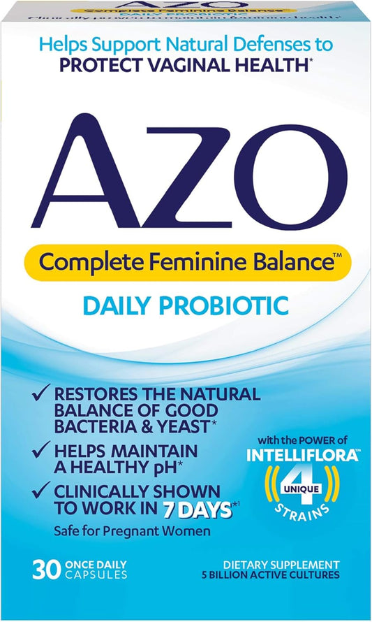 AZO Complete Feminine Balance Daily Probiotics for Women, 30 Count