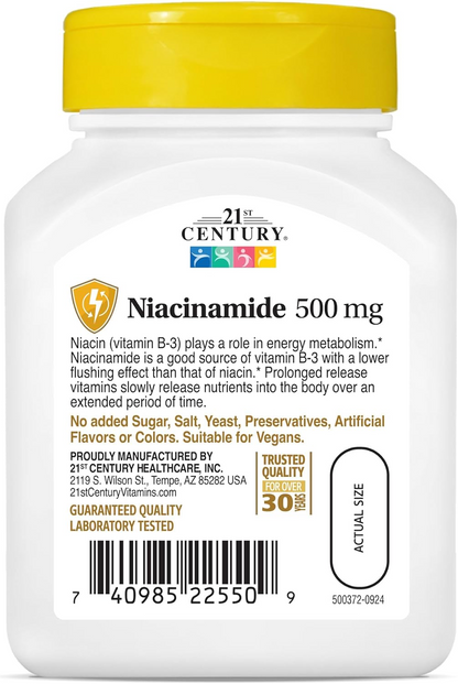 21st Century Niacinamide 500 mg Prolonged Release Tablets, 110 Count