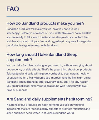 Sandland Fall Asleep, Natural Daily Sleep Supplement, 30 Dissolving Tablets, Magnesium, Valerian Root, L-Theanine, Peppermint Leaf