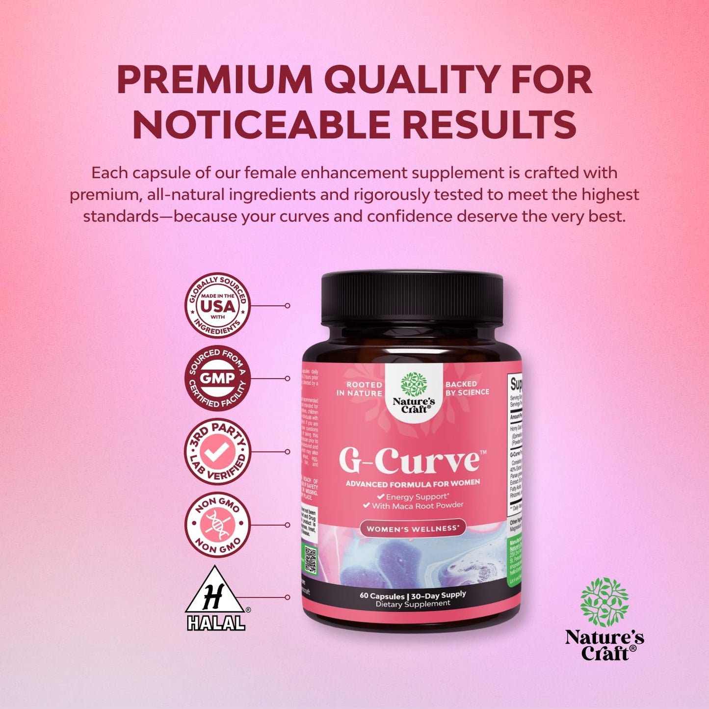 Natures Craft G-Curve Butt and Breast Enhancement Pills 60 Count