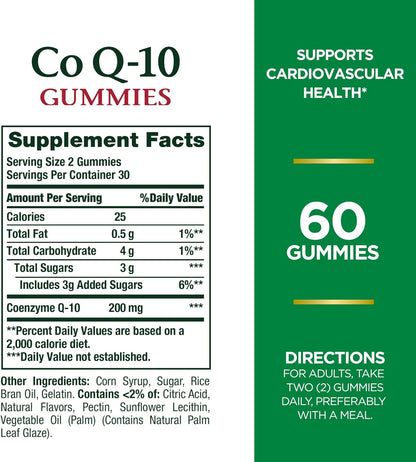 Nature's Bounty CoQ10 Gummies, 200mg, Peach Mango Flavor, 60 Count