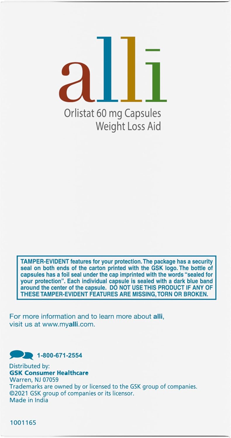 Alli Orlistat Weight Loss Supplement Capsules Starter Pack, 60 Mg, 60 Ct