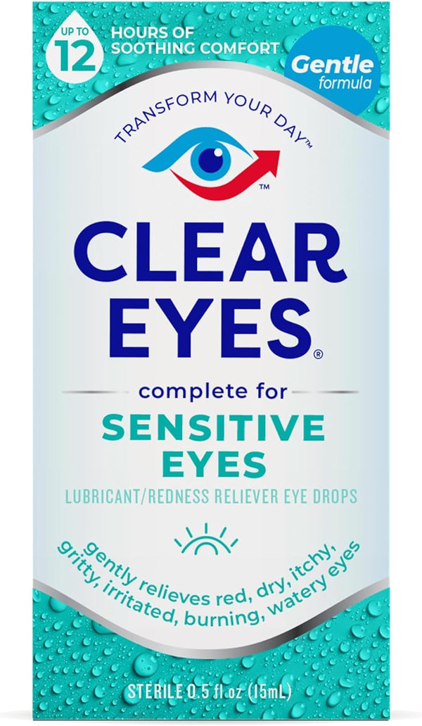 Clear Eyes for Sensitive Eyes, Redness Reliever Eye Drops, 0.5 oz Clear Eyes