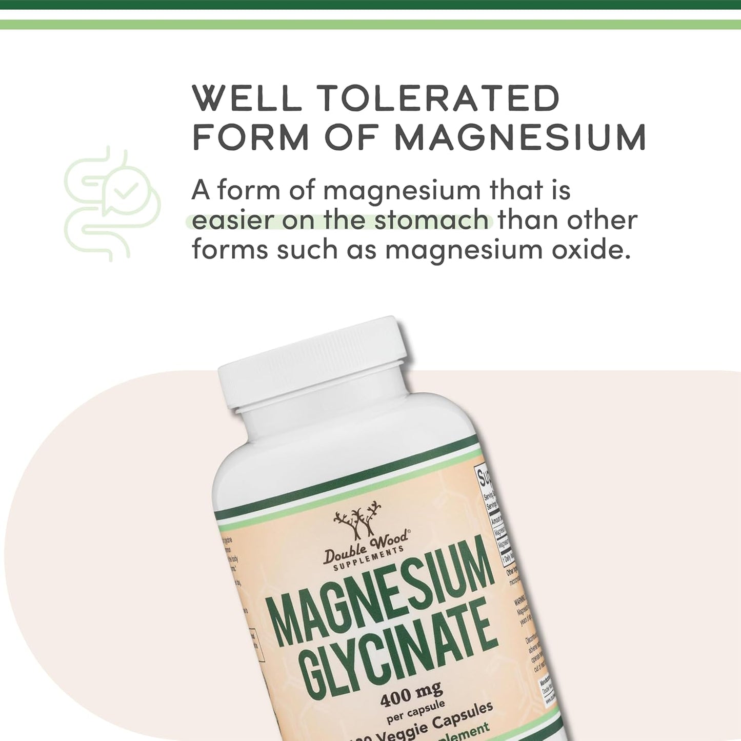 Double Wood Magnesium Glycinate 400mg, 180 Capsules