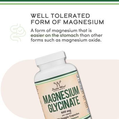 Double Wood Magnesium Glycinate 400mg, 180 Capsules