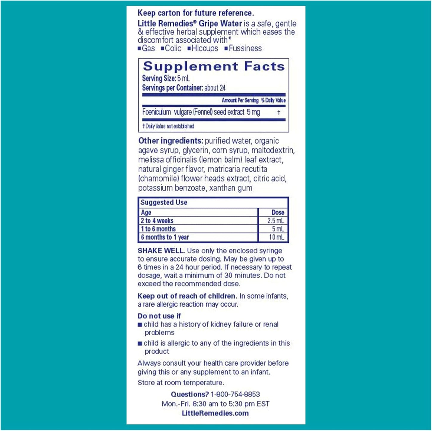 Little Remedies Gripe Water, Colic & Gas Relief, Safe for Newborns, 4 fl oz