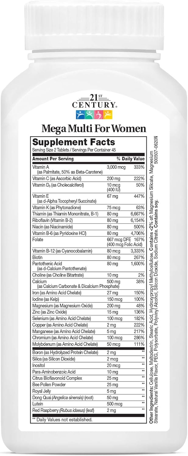 21st Century Mega Multi for Women Tablets, 90-Count