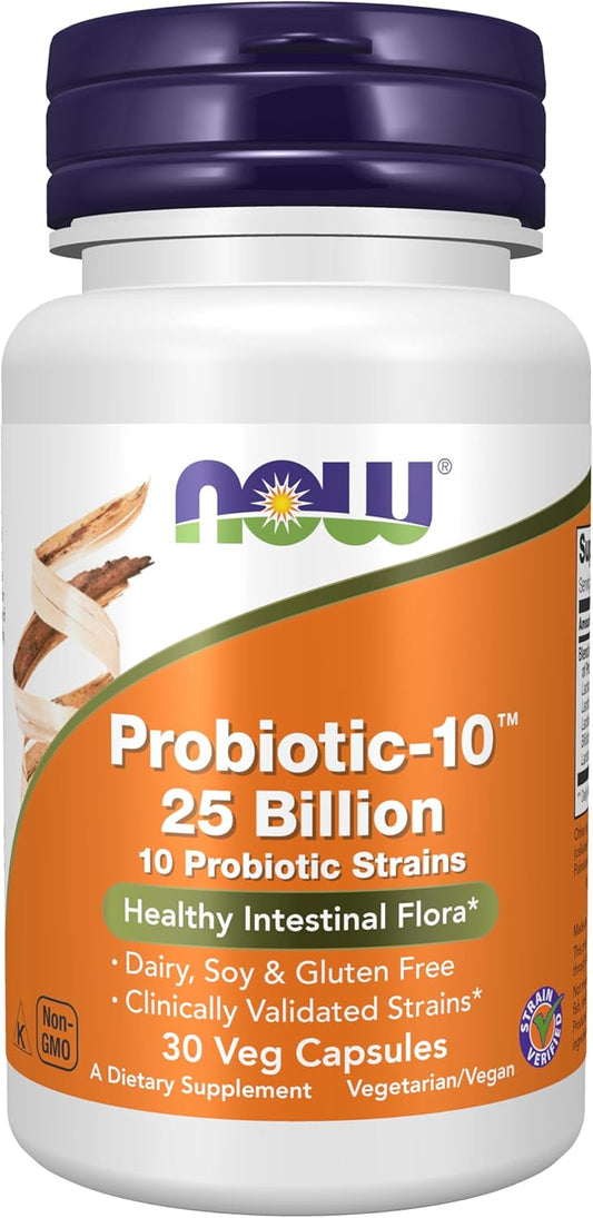 NOW Foods Supplements, Probiotic-10™, 25 Billion 30 Veg Capsules