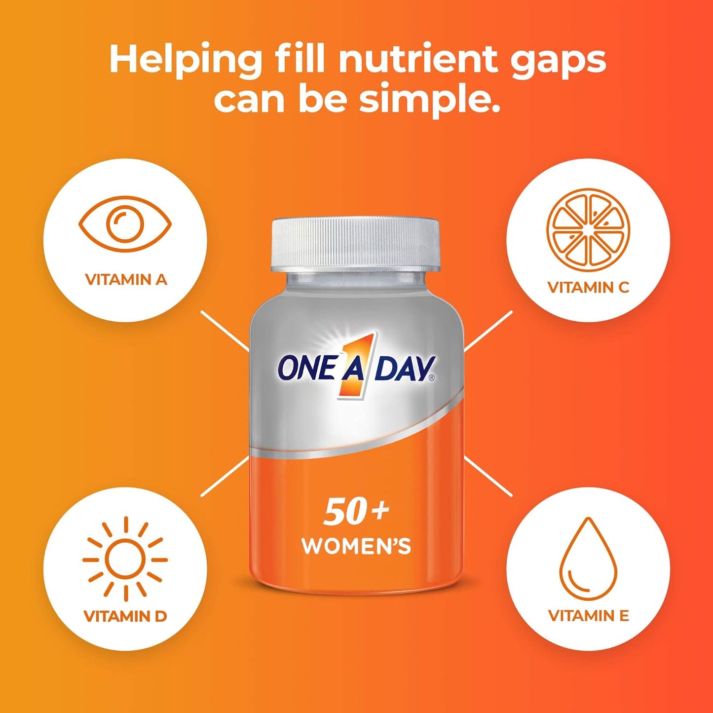 One A Day Women's 50+ Multivitamins, Supplement with Vitamin A, C, D, E and Zinc, 100 tablets