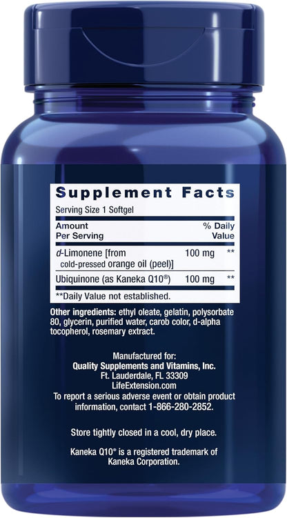 Life Extension CoQ10 (Ubiquinone) 100mg with d- Limonene – 60 Softgels