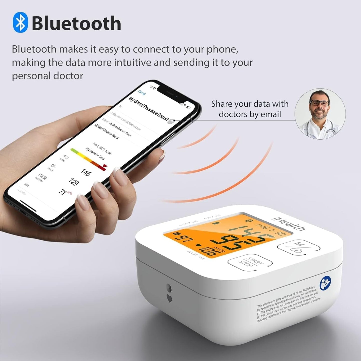 iHealth Smart Upper Arm Blood Pressure Monitor with Wide Range Cuff That fits Standard to Large Adult Arms, Bluetooth Compatible for iOS & Android Devices