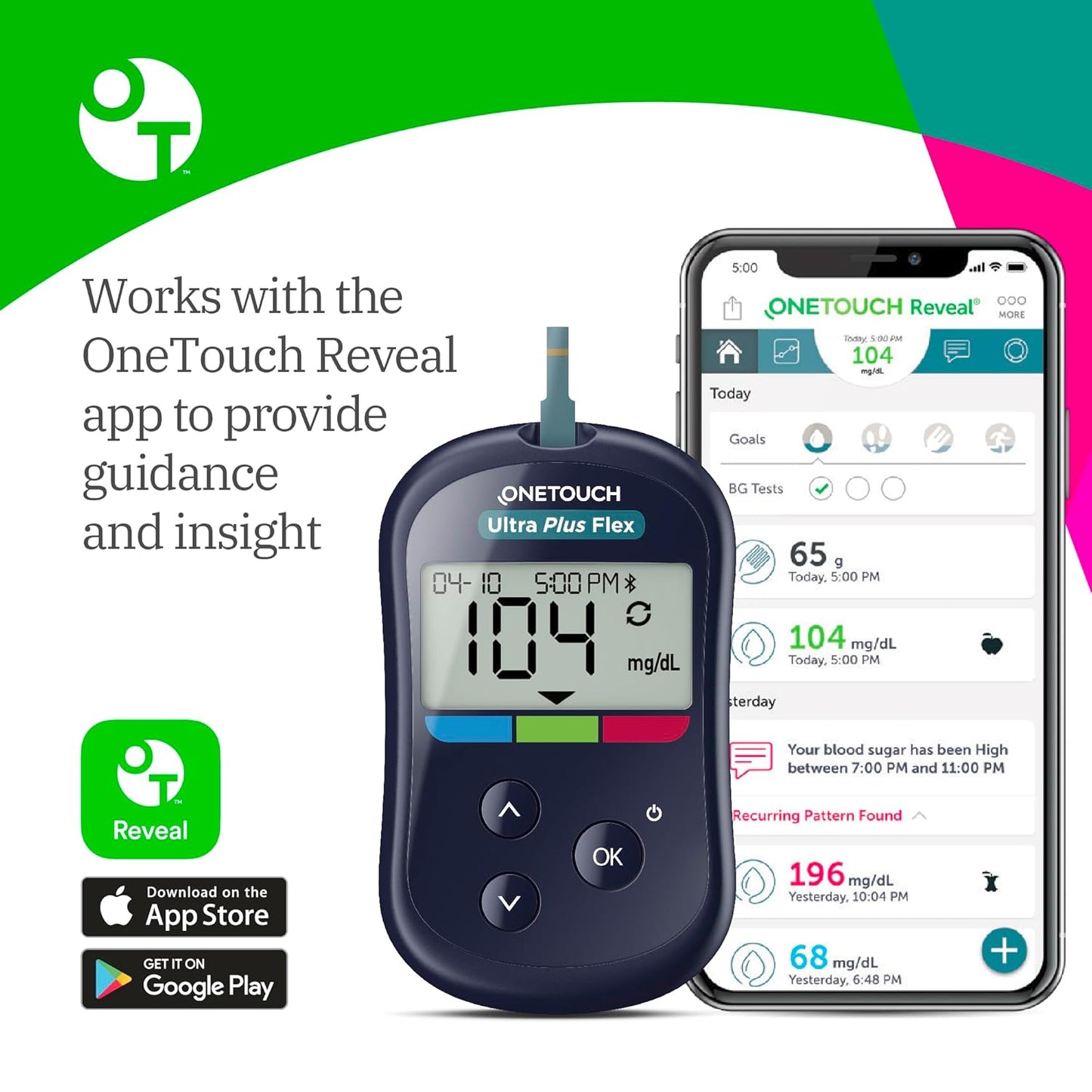 ltra Plus Flex Value Diabetes Testing Kit | Blood Sugar Test Kit Includes Blood Glucose Meter, Lancing Device, Lancets, OneTouch Ultra Plus Diabetic Test Strips, & Carrying Case | Blood Glucose Monitor Ki