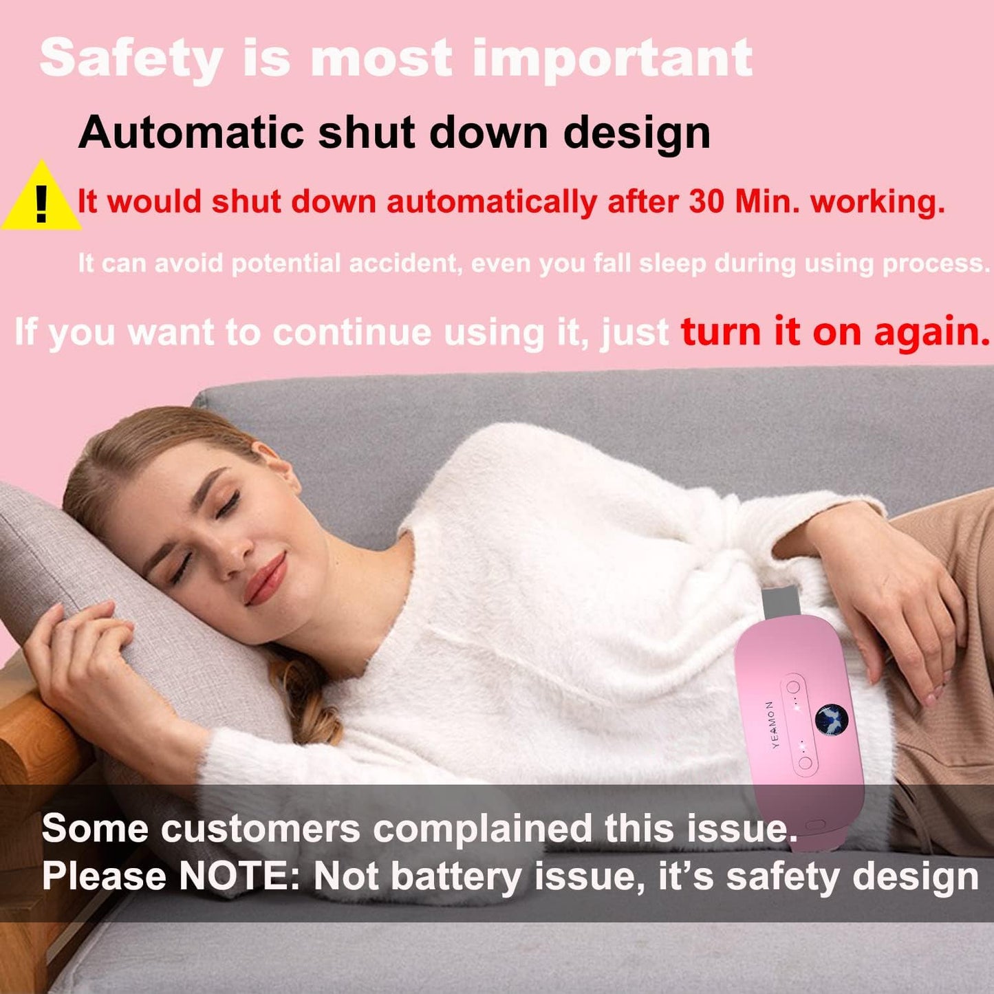 Heating Pad for Cramps Portable USB Cordless Heating Pad with Massager for Back Pain Relief Electric Fast Heating Wrap Belt Gifts for Women