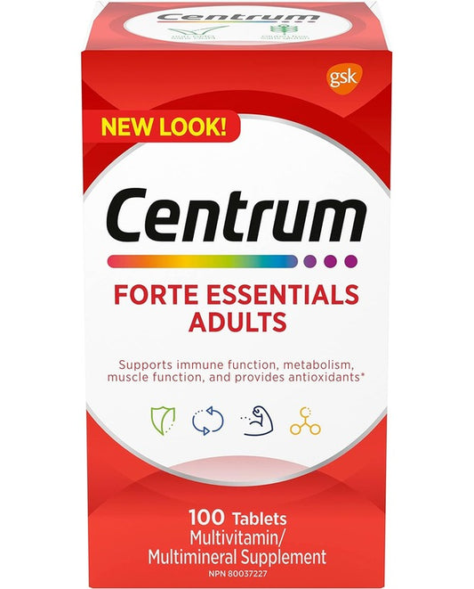 Centrum Forte Essentials, Complete Multivitamin & Mineral Supplement, Adults, 100 Tablets