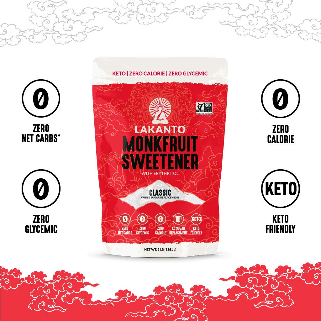 Lakanto Classic Monk Fruit Sweetener with Erythritol - White Sugar Substitute, Zero Calorie, Keto Diet Friendly, Zero Net Carbs, Baking, Extract, Sugar