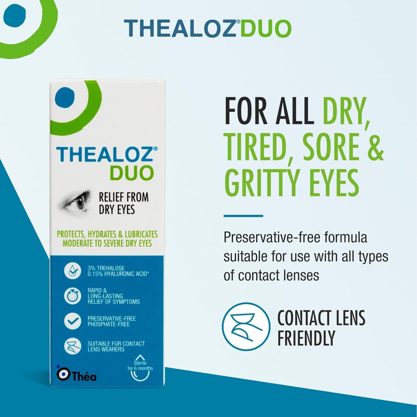 3 Pack Thealoz Duo 10 x 3 (30ml) - Dry Eye Drops - Eye Artificial Tears - Treatment for Dry Eyes
