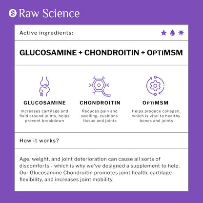 S-RAW SCIENCE Glucosamine Chondroitin MSM Supplement Capsules, Joint Health Supplement for Women & Men, Glucosamine Chondroitin Triple Strength, Reduces Discomfort for Joints, 120 Tablets