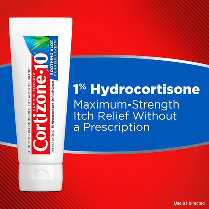 Cortizone 10 Maximum Strength Anti-Itch Cream with Soothing Aloe, 1% Hydrocortisone Creme, 1 oz.