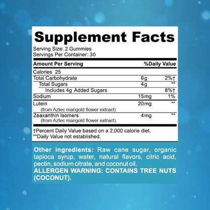 Focus Blue Light Supplement | Lutein and Zeaxanthin Supplement for Eye Health and Blue Light Protection | 60 Count Mango Flavored Gummy, 30 Day Supply | Reduces Eye Strain from Digital Devices