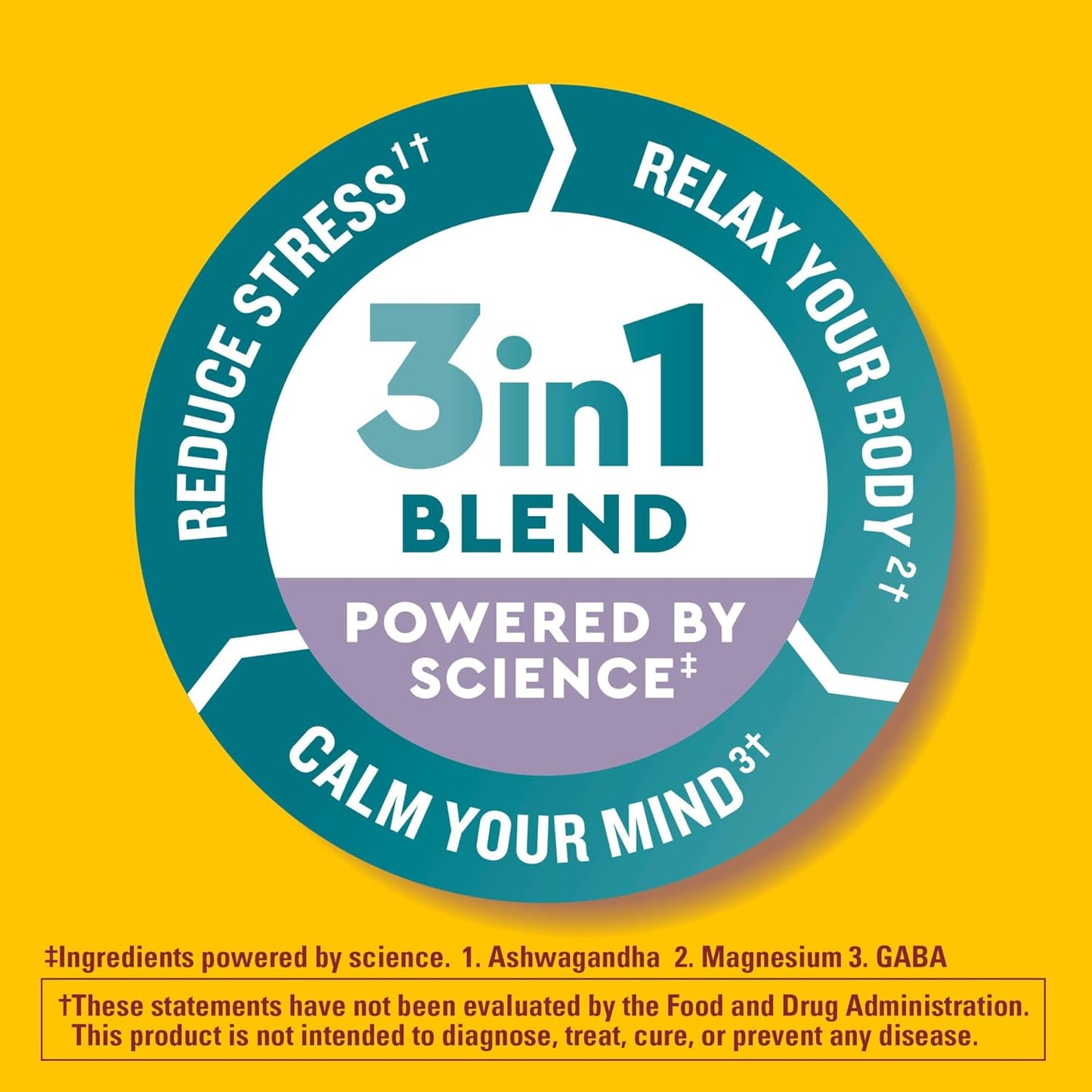 Nature Made Wellblends Calm Mind & Body, Magnesium Citrate, Ashwagandha 125mg & GABA 100mg Blend for Stress Relief, 38 Gummy Vitamins