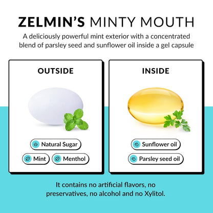Zelmin's Minty Mouth Breath Freshener - (3 Pack) Long Lasting Bad Breath Treatment For Adults That Works With Your Gut - Bad Breath Pills Are Alcohol