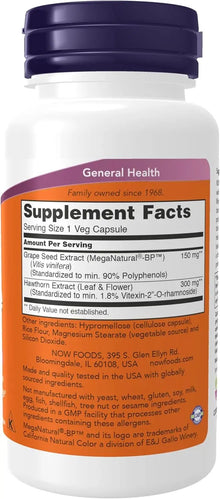 NOW Supplements, Blood Pressure Health with MegaNatural®-BP™, Cardiovascular Support, 90 Veg Capsules NOW
