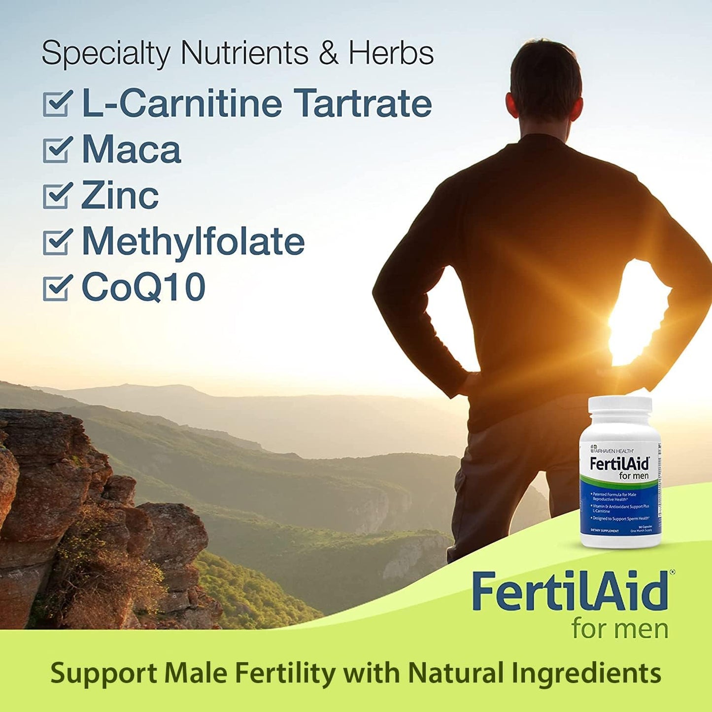 Fairhaven: FertilAid for Men - Male Fertility Supplement - Male Count and Motility Support - Targeted Fertility Ingredients and Men's Vitamin Blend, 90 Capsules, 1 Month Supply