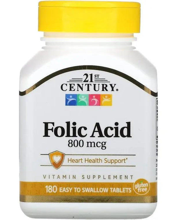 21st Century 800 mcg Folic Acid Tablets, Assorted, 180 Count 21st Century