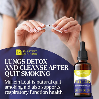 Mullein - Mullein Leaf Extract - Lung Cleanse - Mullein Drops - Organic Mullein Supplement for Respiratory System Support & Healthy Mucous Membranes - Verbascum Densiflorum for Quit Smoking Aid - 4 oz